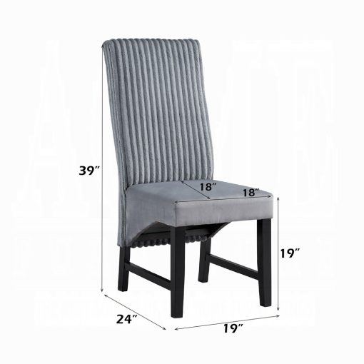 Acme Kini Gray Corduroy & Black Side Chair - Set of 2 - Image 6