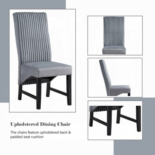 Acme Kini Gray Corduroy & Black Side Chair - Set of 2 - Image 7