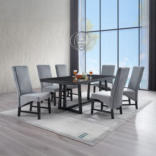 Acme Kini Gray Corduroy & Black Side Chair - Set of 2 - Image 8