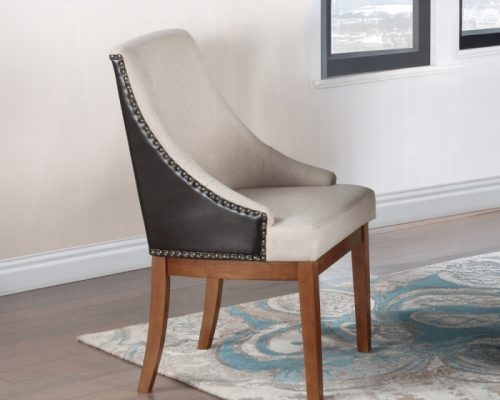Acme Gilsea Fabric, Brown Synthetic Leather & Brown Side Chair - Set of 2