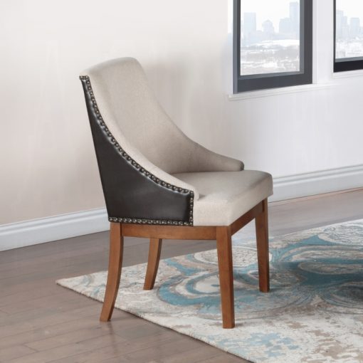 Acme Gilsea Fabric, Brown Synthetic Leather & Brown Side Chair - Set of 2