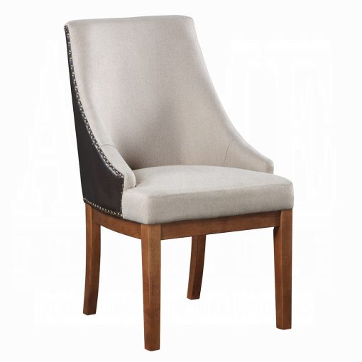 Acme Gilsea Fabric, Brown Synthetic Leather & Brown Side Chair - Set of 2 - Image 2