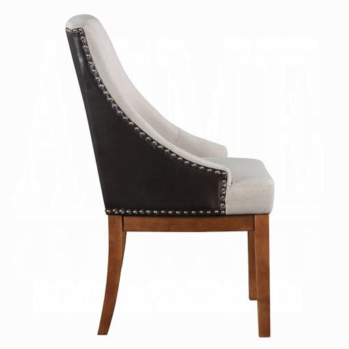 Acme Gilsea Fabric, Brown Synthetic Leather & Brown Side Chair - Set of 2 - Image 4