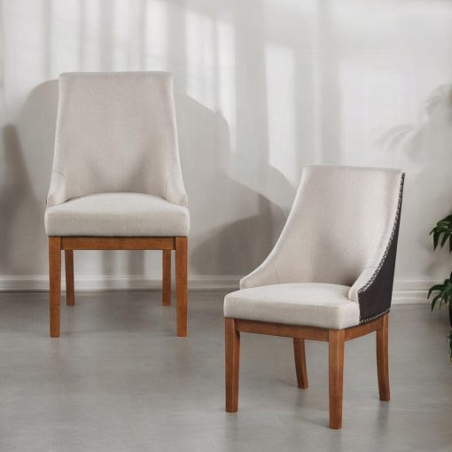 Acme Gilsea Fabric, Brown Synthetic Leather & Brown Side Chair - Set of 2 - Image 7