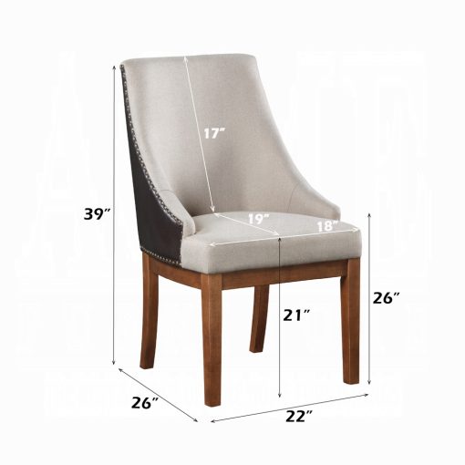 Acme Gilsea Fabric, Brown Synthetic Leather & Brown Side Chair - Set of 2 - Image 8