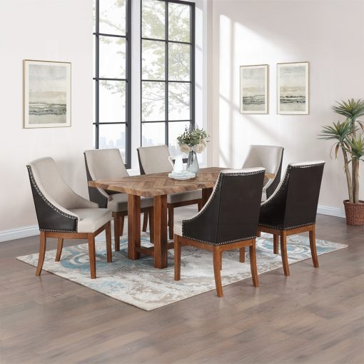 Acme Gilsea Fabric, Brown Synthetic Leather & Brown Side Chair - Set of 2 - Image 10