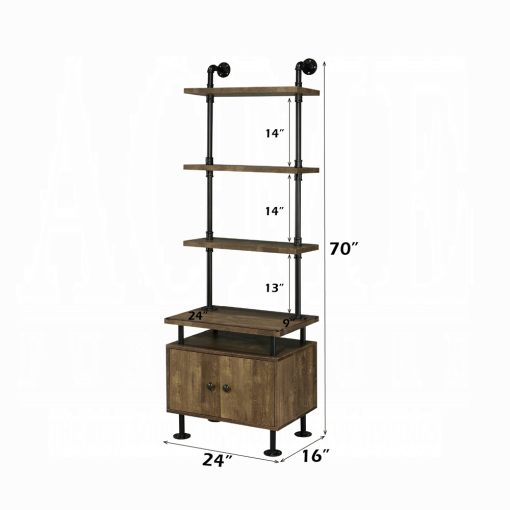 Acme Ensata II Rustic Oak & Black TV Stand Side Pier - Image 5