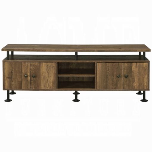 Acme Ensata II Rustic Oak & Black TV Stand - Image 3