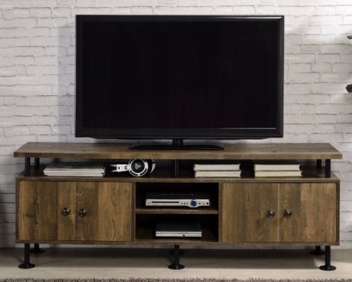 Acme Ensata II Rustic Oak & Black TV Stand