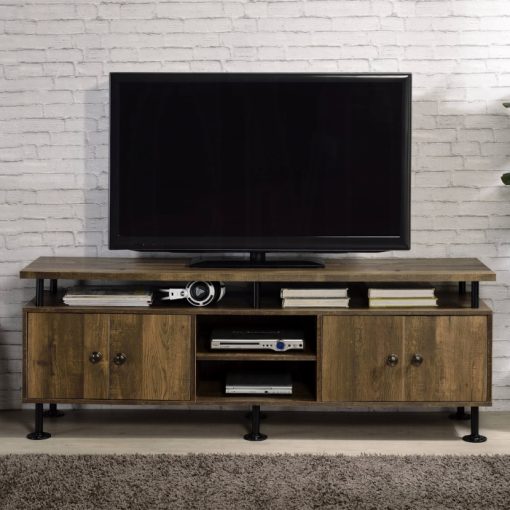 Acme Ensata II Rustic Oak & Black TV Stand