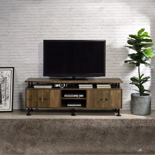 Acme Ensata II Rustic Oak & Black TV Stand - Image 5