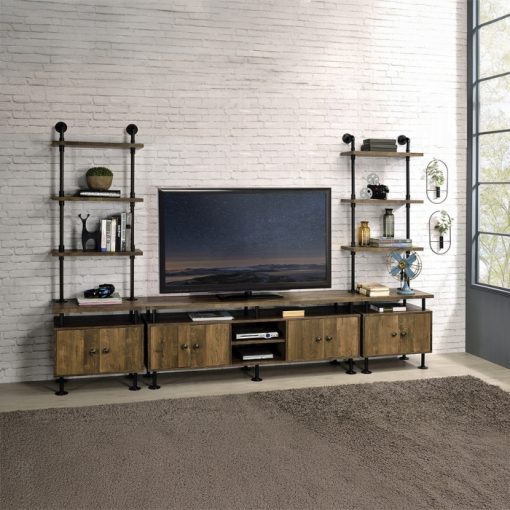 Acme Ensata II Rustic Oak & Black TV Stand - Image 6