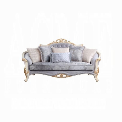 Acme Galelvith Gray Fabric Sofa with 6 Pillows - Image 3