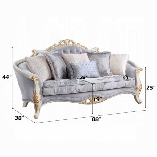 Acme Galelvith Gray Fabric Sofa with 6 Pillows - Image 8