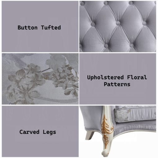 Acme Galelvith Gray Fabric Sofa with 6 Pillows - Image 9