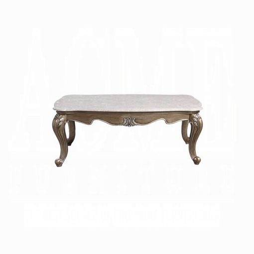 Acme Elozzol Natural Marble Top & Antique Bronze Coffee Table - Image 3