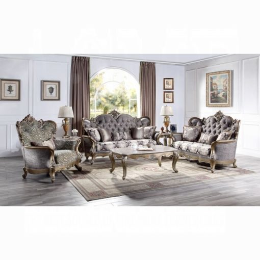 Acme Elozzol Natural Marble Top & Antique Bronze Coffee Table - Image 5
