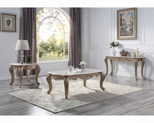 Acme Elozzol Natural Marble Top & Antique Bronze Coffee Table
