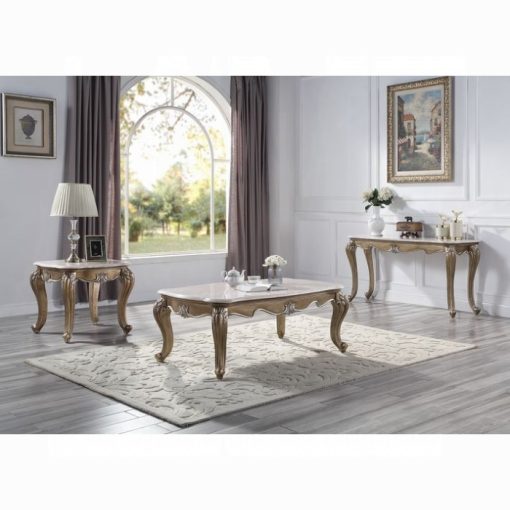 Acme Elozzol Natural Marble Top & Antique Bronze Coffee Table