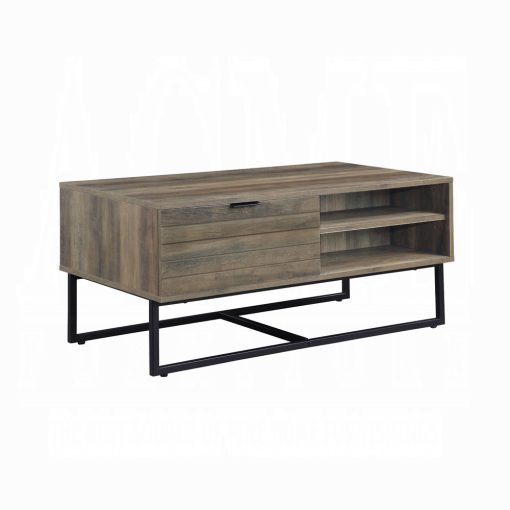 Acme Homare Rustic Oak & Black Coffee Table - Image 2