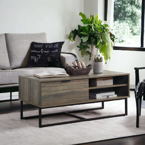 Acme Homare Rustic Oak & Black Coffee Table - Image 6