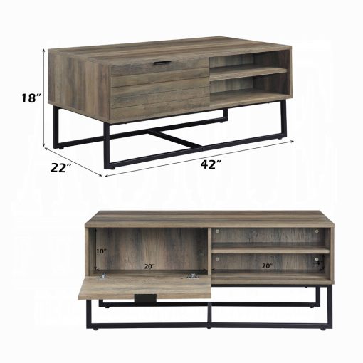 Acme Homare Rustic Oak & Black Coffee Table - Image 8