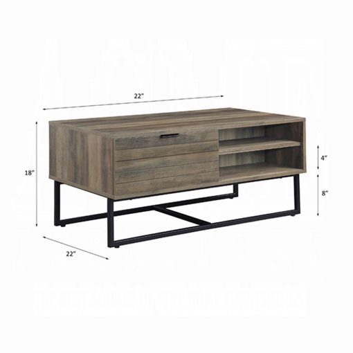Acme Homare Rustic Oak & Black Coffee Table - Image 7