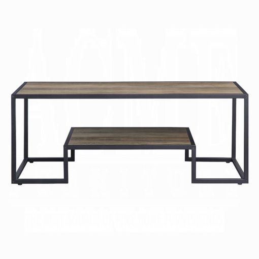 Acme Idella Rustic Oak & Black Coffee Table - Image 3