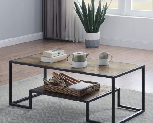 Acme Idella Rustic Oak & Black Coffee Table
