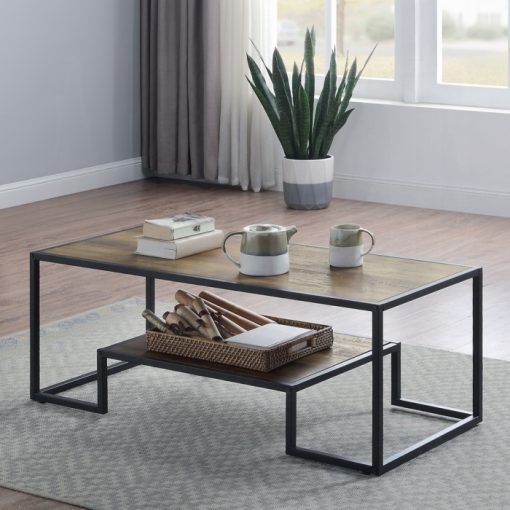 Acme Idella Rustic Oak & Black Coffee Table