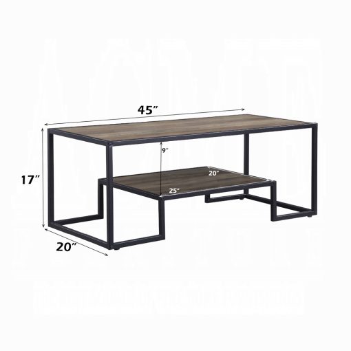 Acme Idella Rustic Oak & Black Coffee Table - Image 8