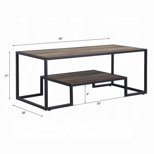 Acme Idella Rustic Oak & Black Coffee Table - Image 6