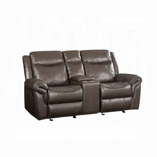 Acme Lydia Brown Leather Aire Motion Loveseat w/USB Port & Console - Image 2
