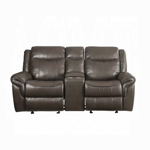 Acme Lydia Brown Leather Aire Motion Loveseat w/USB Port & Console - Image 3