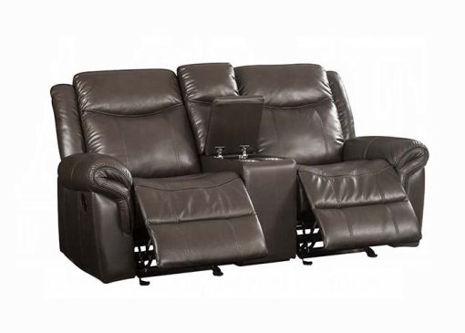 Acme Lydia Brown Leather Aire Motion Loveseat w/USB Port & Console - Image 6