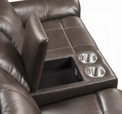 Acme Lydia Brown Leather Aire Motion Loveseat w/USB Port & Console - Image 7