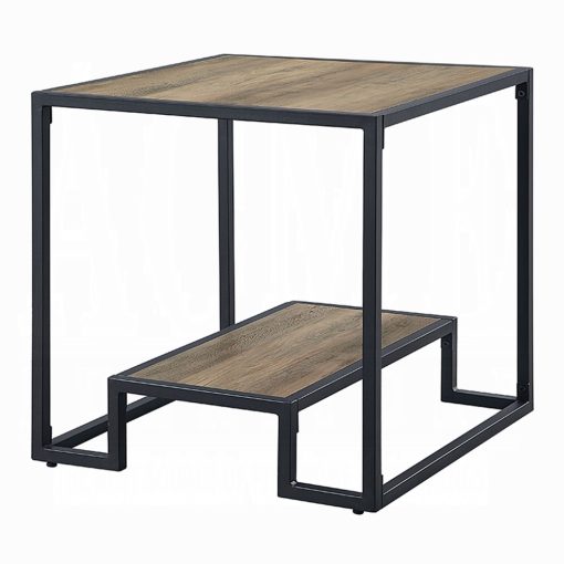 Acme Idella Rustic Oak & Black End Table - Image 2