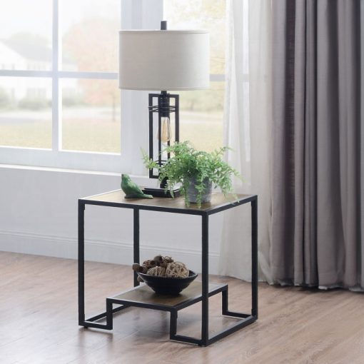 Acme Idella Rustic Oak & Black End Table