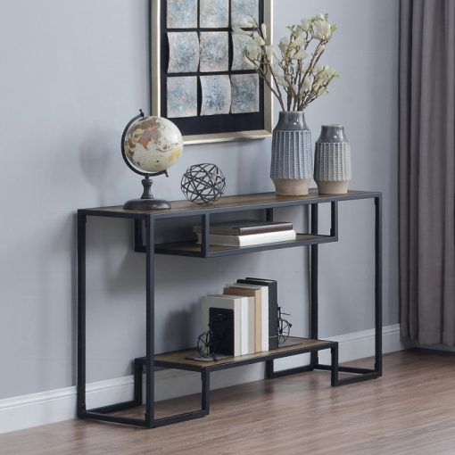 Acme Idella Rustic Oak & Black Sofa Table