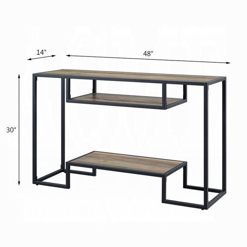Acme Idella Rustic Oak & Black Sofa Table - Image 4