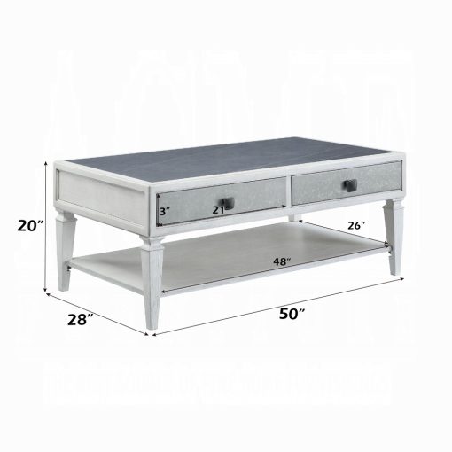 Acme Katia Rustic Gray & Weathered White Finish Coffee Table - Image 8