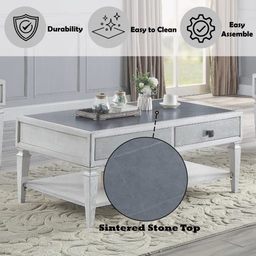 Acme Katia Rustic Gray & Weathered White Finish Coffee Table - Image 9