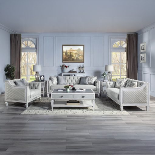 Acme Katia Rustic Gray & Weathered White Finish Coffee Table - Image 7