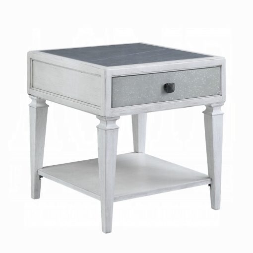 Acme Katia Rustic Gray & Weathered White End Table - Image 2