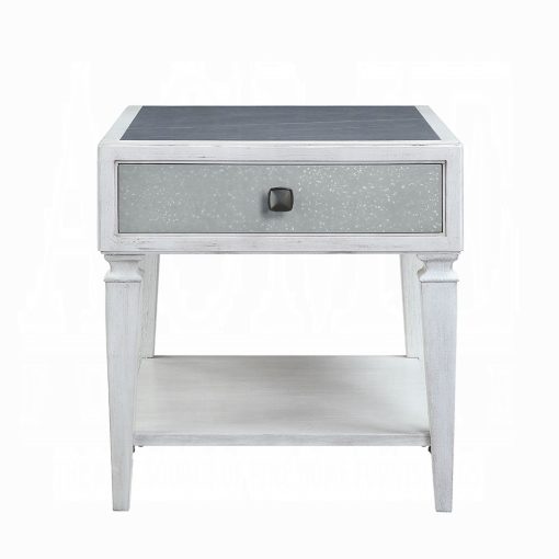 Acme Katia Rustic Gray & Weathered White End Table - Image 3