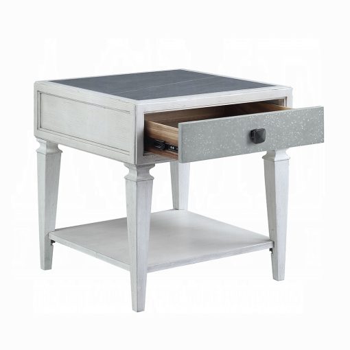 Acme Katia Rustic Gray & Weathered White End Table - Image 4