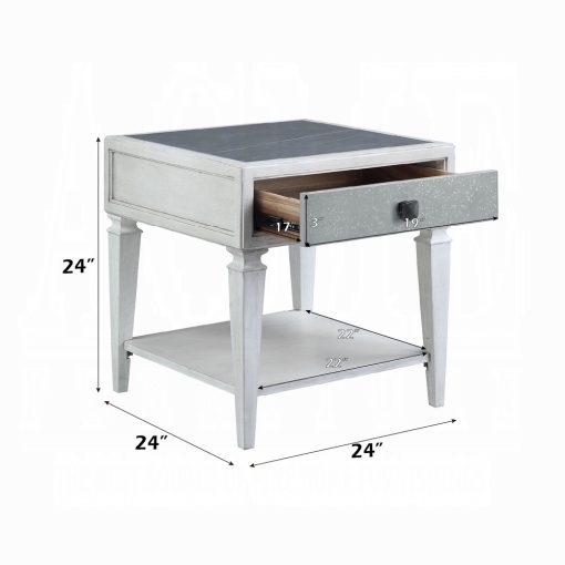 Acme Katia Rustic Gray & Weathered White End Table - Image 7