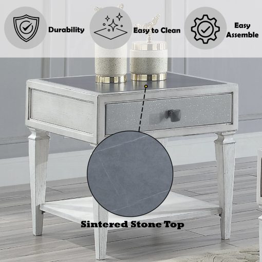 Acme Katia Rustic Gray & Weathered White End Table - Image 8