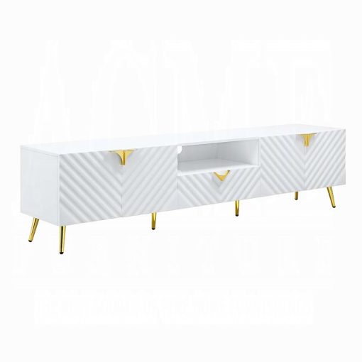 Acme Gaines White High Gloss TV Stand - Image 2