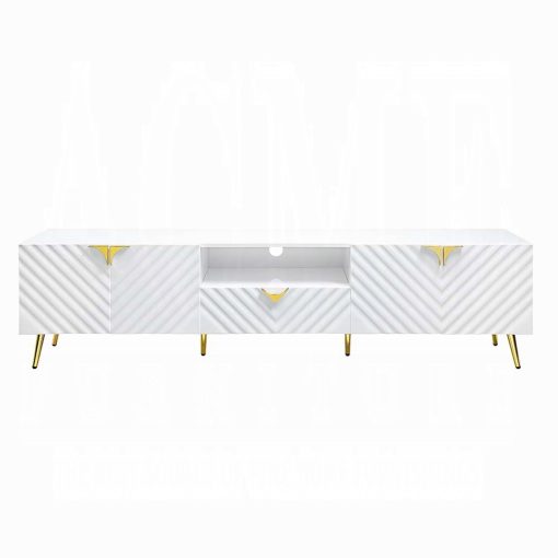 Acme Gaines White High Gloss TV Stand - Image 3